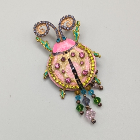 Lunch at the Ritz Jewelry - Lunch at the Ritz 2GO Crystal Studded Ladybug Brooch Pendant